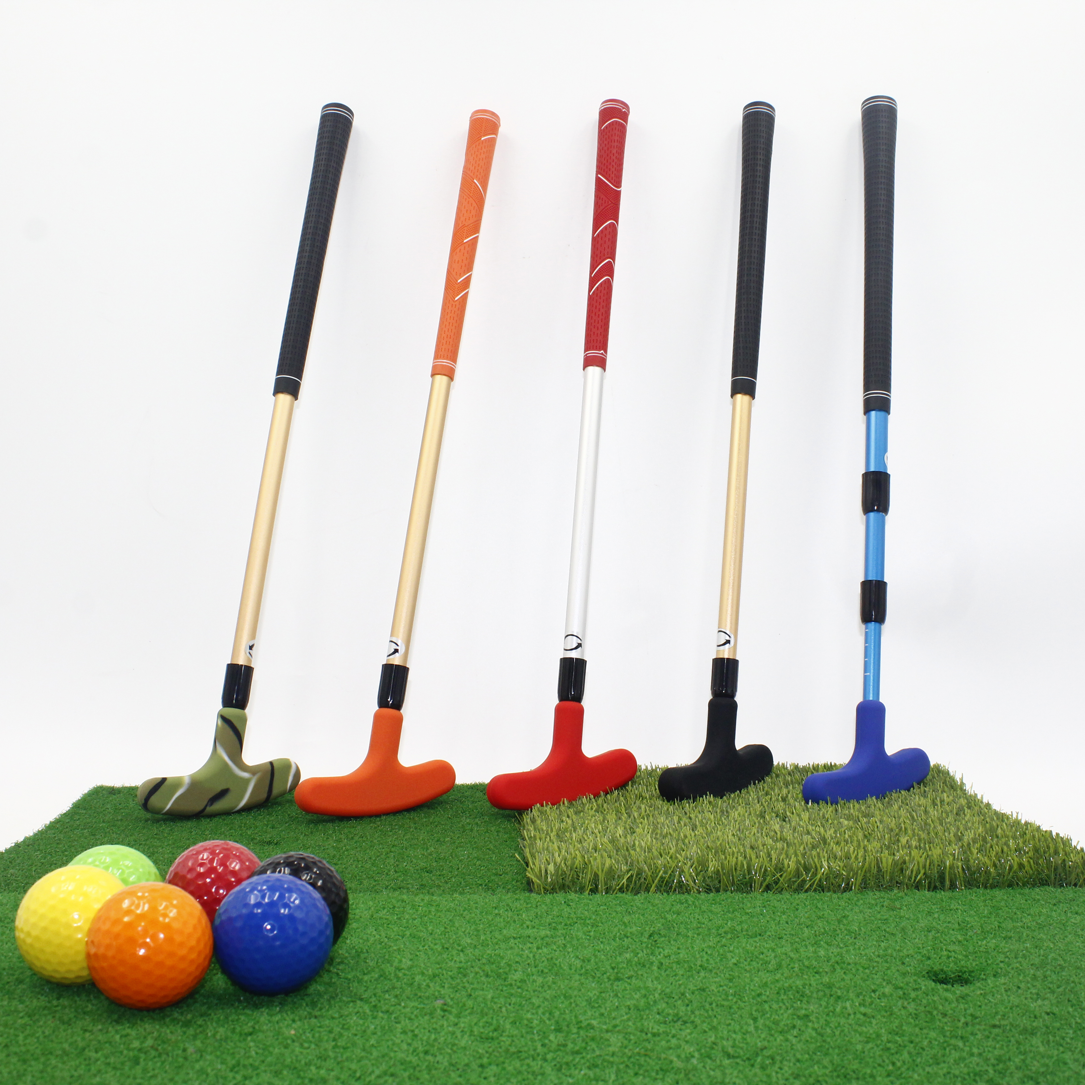 Verstellbare Kinder-Golfschläger, 6063-Aluminiumlegierung, Golf-Putter für Rechts-/Linkshänder, drinnen und draußen, Kinder-Golf-Set, Mini-Golf-Putter, Geschenk mit farbigen Golfbällen