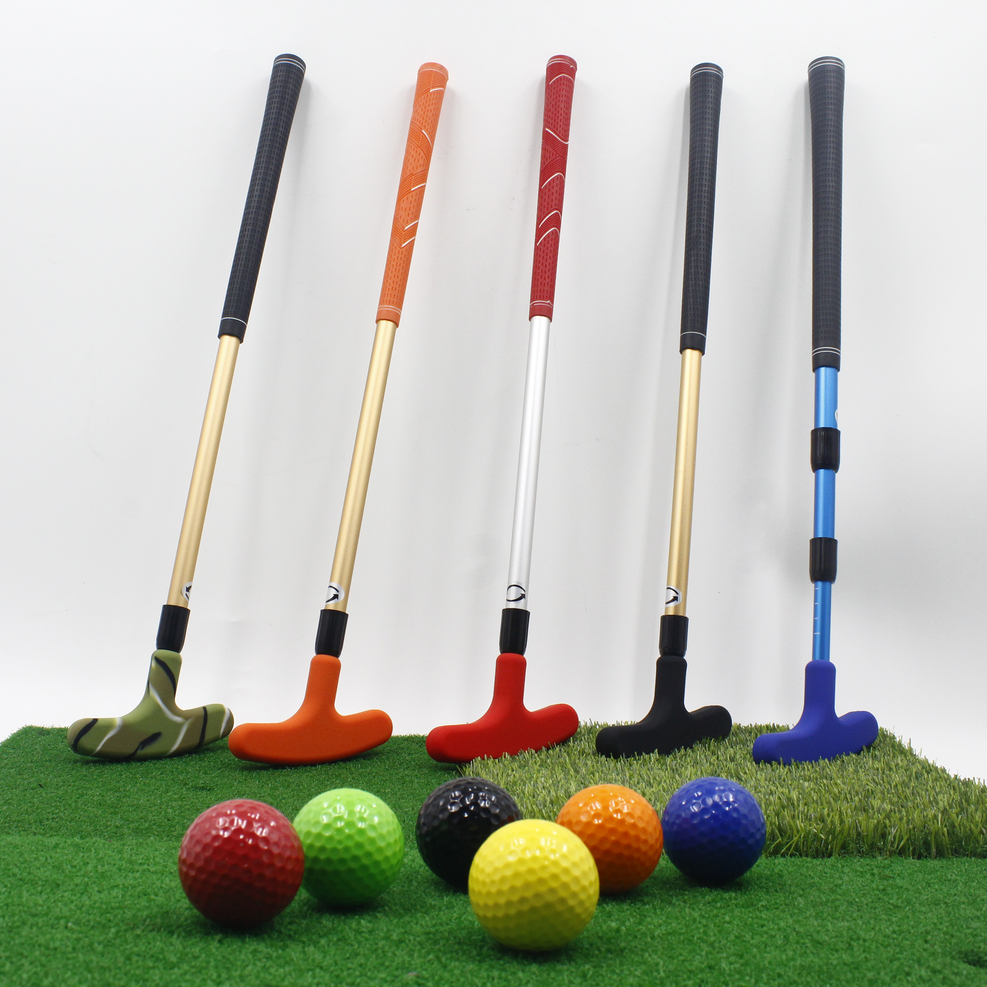 Verstellbare Kinder-Golfschläger, 6063-Aluminiumlegierung, Golf-Putter für Rechts-/Linkshänder, drinnen und draußen, Kinder-Golf-Set, Mini-Golf-Putter, Geschenk mit farbigen Golfbällen