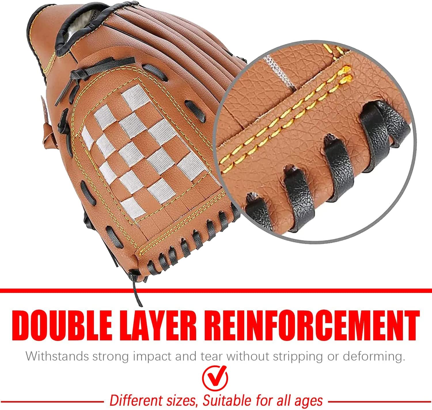 Heißer Verkauf bequemer linker und rechter Hand-Softball- und Baseballhandschuh aus synthetischem Material PU 