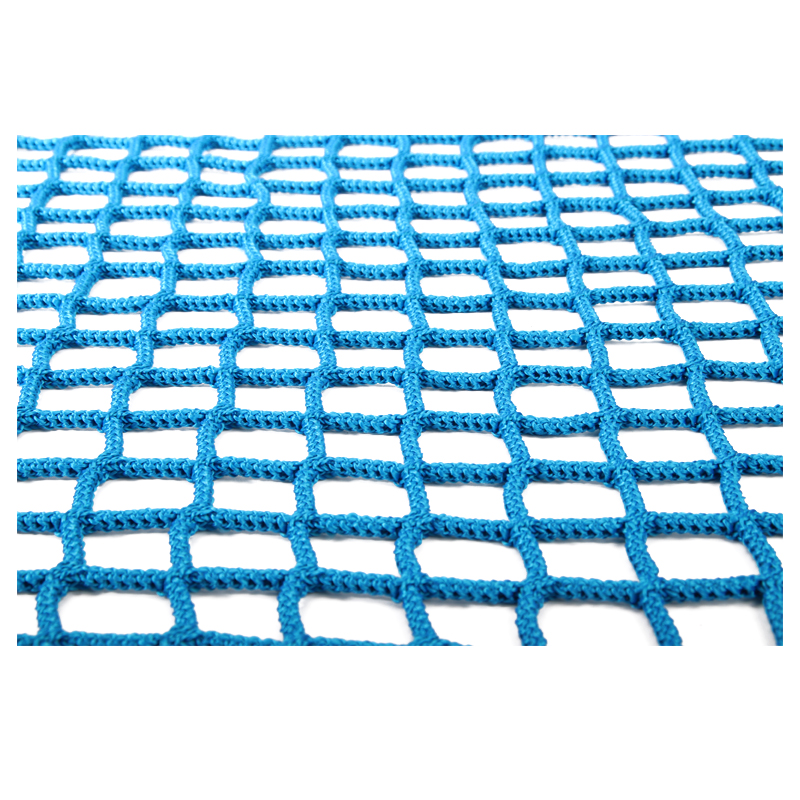 Hochwertiges, knotenloses Fallschutz-Sicherheitsnetz aus Polyester nach CE-Norm in blauer Farbe für den Innen- und Außenbereich 