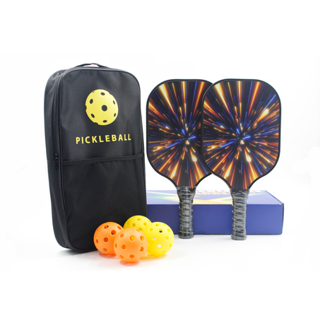 Pickleball-Paddel zum Neupreis, Glasfaseroberfläche, Pickleball-Set mit 4 Bällen und 1 Pickleball-Tasche zum Gesamtverkauf