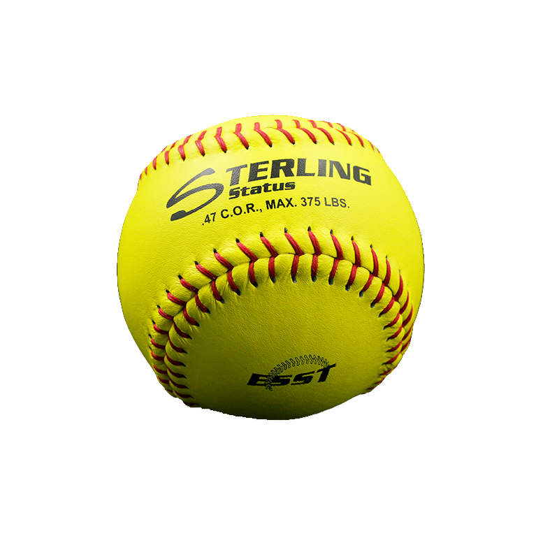 Offizielle Größe und Gewicht. STERLING-Logo bedruckter Softball aus Kork in der Mitte, gelbes Ledermaterial