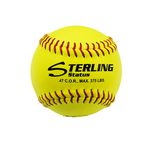 Offizielle Größe und Gewicht. STERLING-Logo bedruckter Softball aus Kork in der Mitte, gelbes Ledermaterial