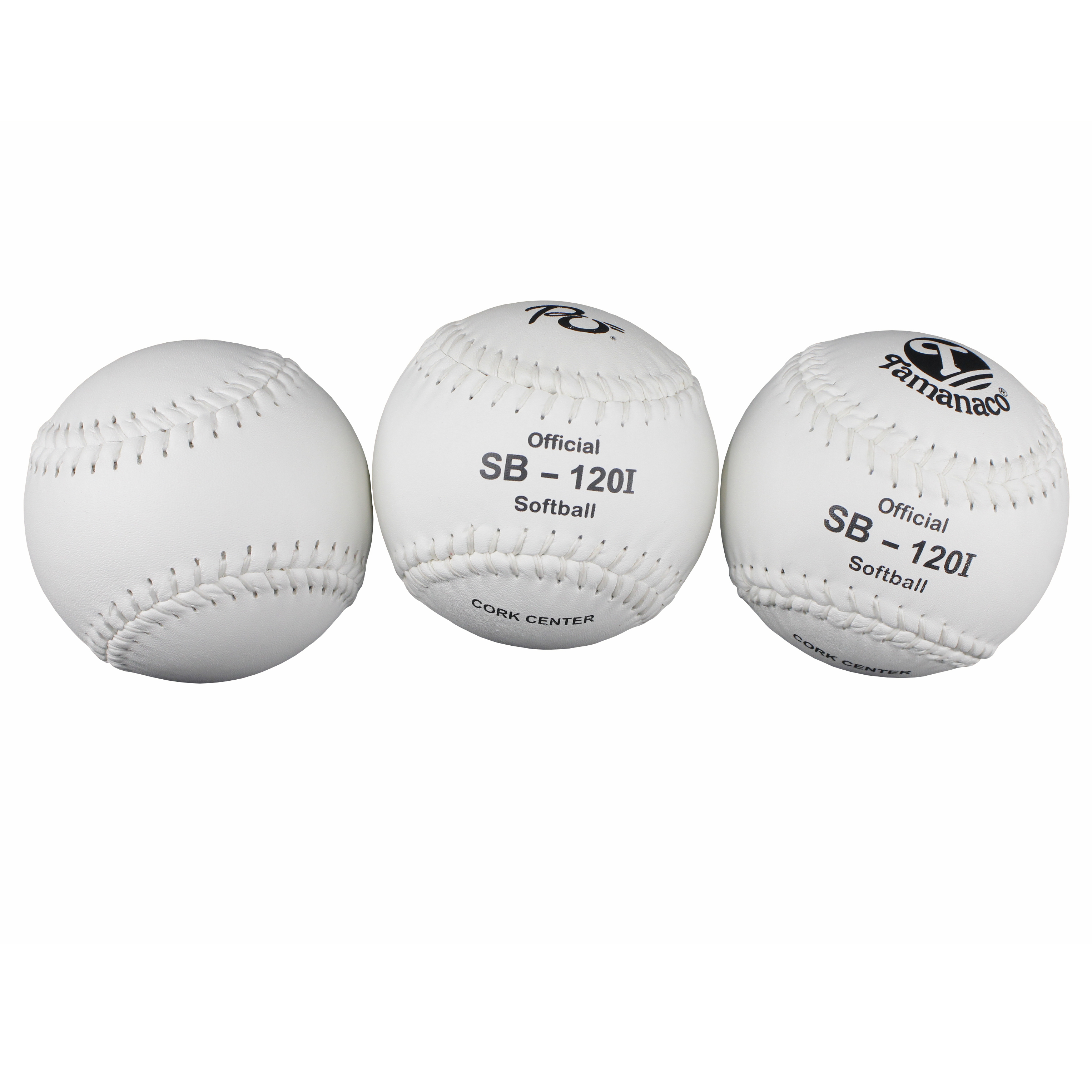 Fabrikpreis 12-Zoll-Tamanaco-Softball mit weißem Lederbezug, hochwertiger Cork Center Slow Pitch zum vollständigen Verkauf