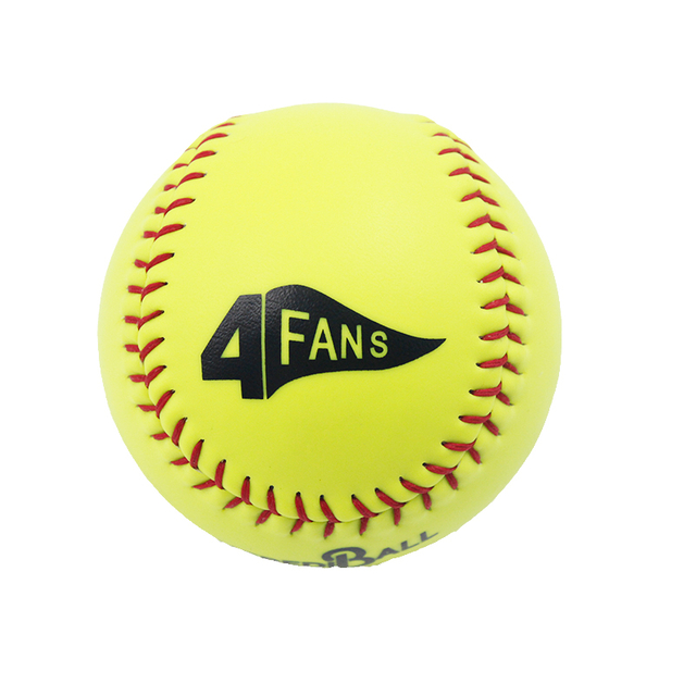 Offizielle Größe und Gewicht: 4Fans-Softball aus grünem PVC-Kunstleder mit Kork-Mitte und Logo-Aufdruck