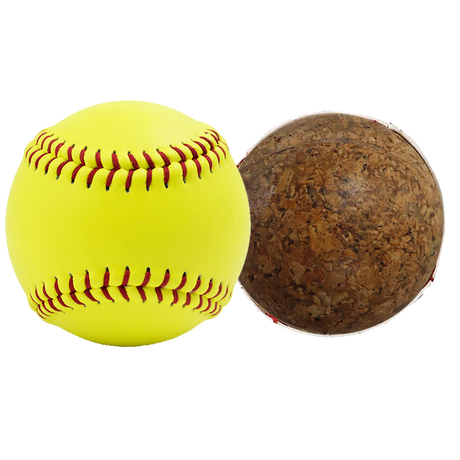 Hochwertiger, individuell bedruckter Logo-Großhandels-Teamsport-Offizieller, langlebiger Softball aus echtem Leder von PK Cork Center in Gelb